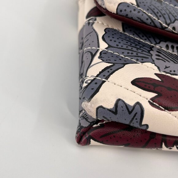 Tory Burch Kira Chevron Chain Wallet Floral Print Leather Crossbody Bag Small - Picture 9 of 16